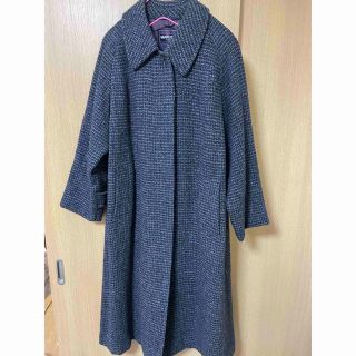 ハリスツイード Harris Tweed ロングコート ウール 100 紺