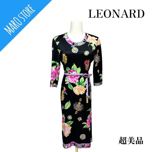 LEONARD - 【超美品】LEONARD 花柄 フラワー コットン ワンピース ベルト付き