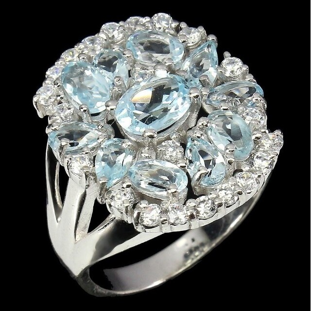 天然スカイブルートパーズダイヤモンド レディースのアクセサリー(リング(指輪))の商品写真