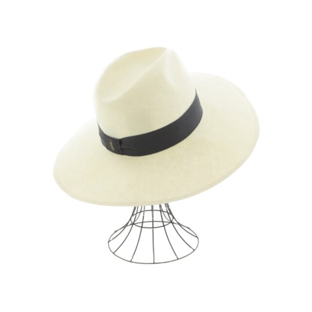Borsalino ボルサリーノ ストローハット M 白xグレー | www