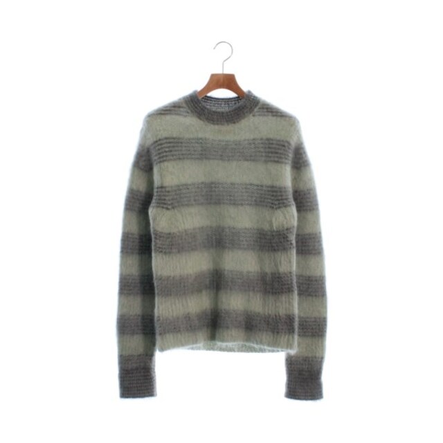 Jil Sander(ジルサンダー)のJIL SANDER ニット・セーター 44(S位) 緑xグレー(ボーダー) 【古着】【中古】 メンズのトップス(ニット/セーター)の商品写真