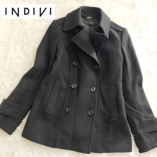 インディヴィ(INDIVI)のINDIVI V.A.I 日本製 カシミヤ混 ピーコート 38（M）ブラック(ピーコート)