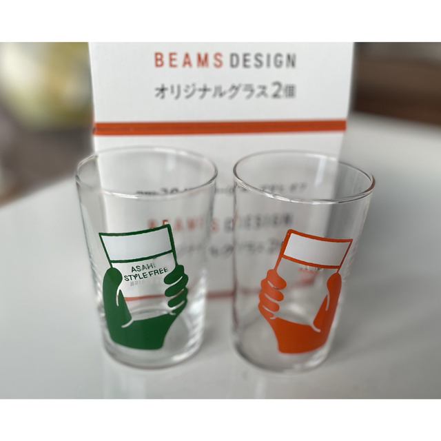 BEAMS(ビームス)の非売品★アサヒBEAMS DESIGN オリジナルちょび飲みペアグラス×2セット インテリア/住まい/日用品のキッチン/食器(グラス/カップ)の商品写真