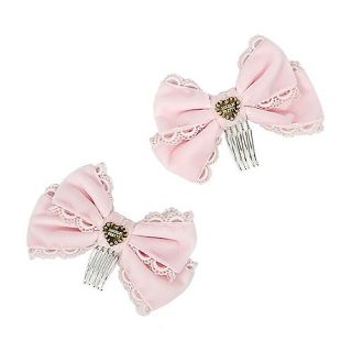 アンジェリックプリティー(Angelic Pretty)のangelic pretty レースハートチャームベルリボンコームSet(バレッタ/ヘアクリップ)