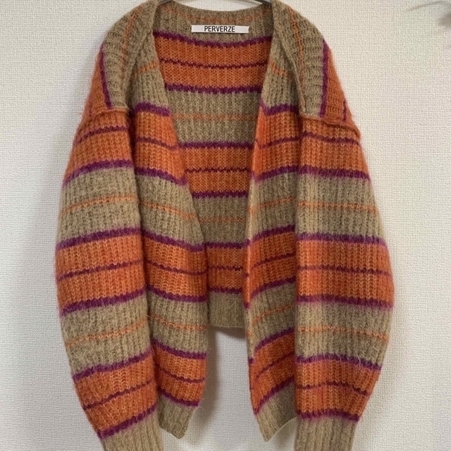 PERVERZE Stripe Mohair Wide Cardigan