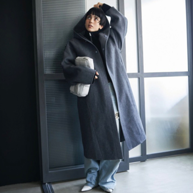 Ann様専用FASHIRU【新品】melton hoodie long coat レディースのジャケット/アウター(ロングコート)の商品写真