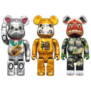 メディコムトイ(MEDICOM TOY)のBAPE 招き猫 銀メッキ/達磨 金メッキ/獅子舞 400% ベア3種セット(その他)