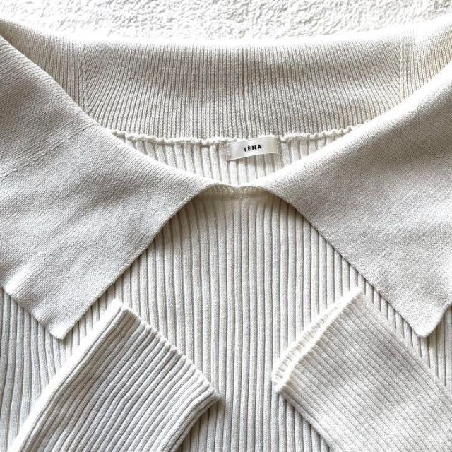 イエナ ニット セーター 3x3リブ 襟つきリブニット 綿 コットン 白ホワイト
