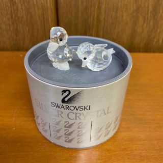 スワロフスキー(SWAROVSKI)の【SWAROVSKI】スワロフスキー置物　アヒル2羽　シルバークリスタル(置物)