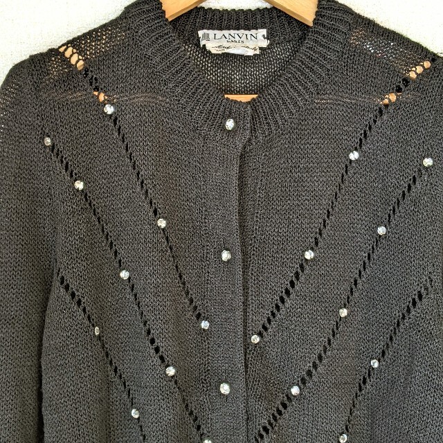 vintage】レア LANVIN PARIS ビジューボタン カーディガン ...