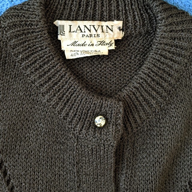 vintage】レア LANVIN PARIS ビジューボタン カーディガン ...