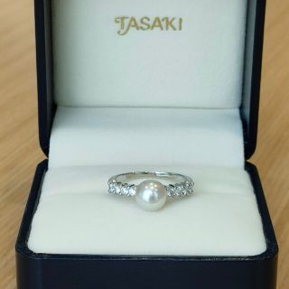 タサキ(TASAKI)のTASAKI タサキ真珠あこやパールダイヤモンドリング11号0.25ct指輪(リング(指輪))