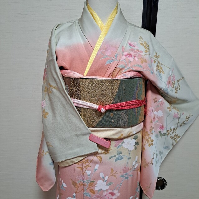正絹 牡丹 あやめ 菊の華 一つ紋 金彩 訪問着5点セット | www