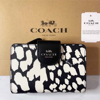 超最新作新品 COACH コーチ 折り財布 アニマル ブラック