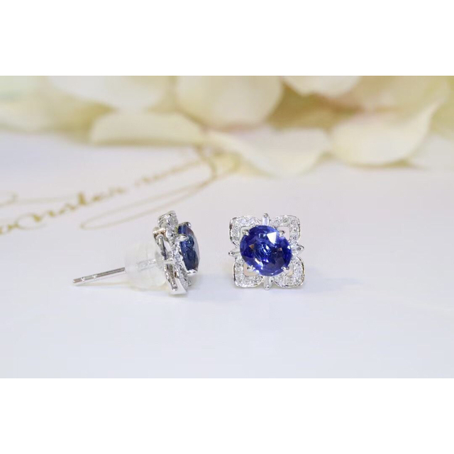 ⭐天然 ロイヤルブルーサファイア ダイヤ ピアス k18 1.0ct