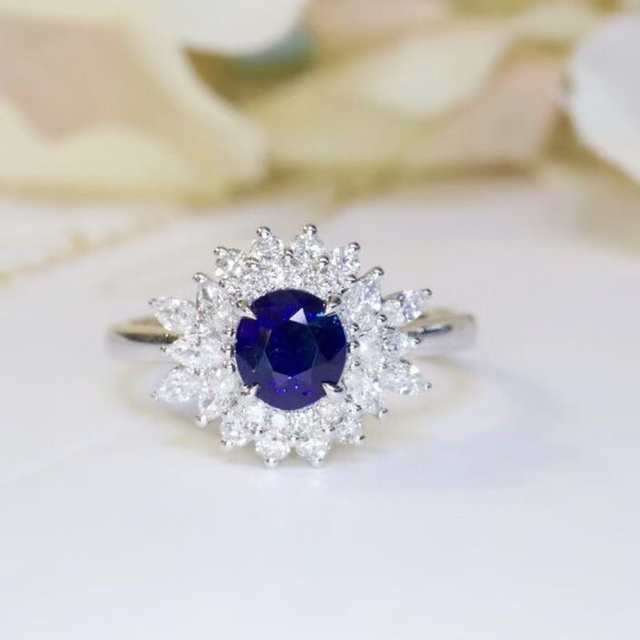 安い店 天然 ロイヤルブルーサファイア ダイヤ リング1.02ct k18 f