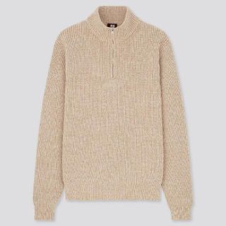 ユニクロ(UNIQLO)の新品!!ユニクロ【XL】ウォッシャブルミドルゲージハーフジップセーター/ベージュ(ニット/セーター)