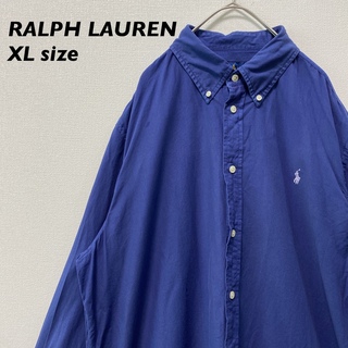 ラルフローレン(Ralph Lauren)のラルフローレン　長袖シャツ　ボタンダウン　カラーポニー　男女兼用　青色　XL(シャツ)