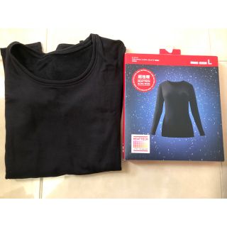 ユニクロ(UNIQLO)の【新品】ユニクロ　ヒートテック超極暖クルーネックT 長袖黒レディースＬ２枚セット(Tシャツ(半袖/袖なし))