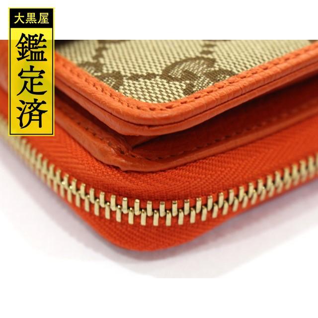 Gucci - GUCCI グッチ 二つ折り財布 GGキャンバス ベージュ オレンジ