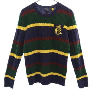 ポロラルフローレン(POLO RALPH LAUREN)のポロラルフローレン ボーダー柄 ウールブレンド ニット XS ネイビー_グリーン POLO RALPH LAUREN 長袖セーター レディース 【中古】  【230102】(ニット/セーター)