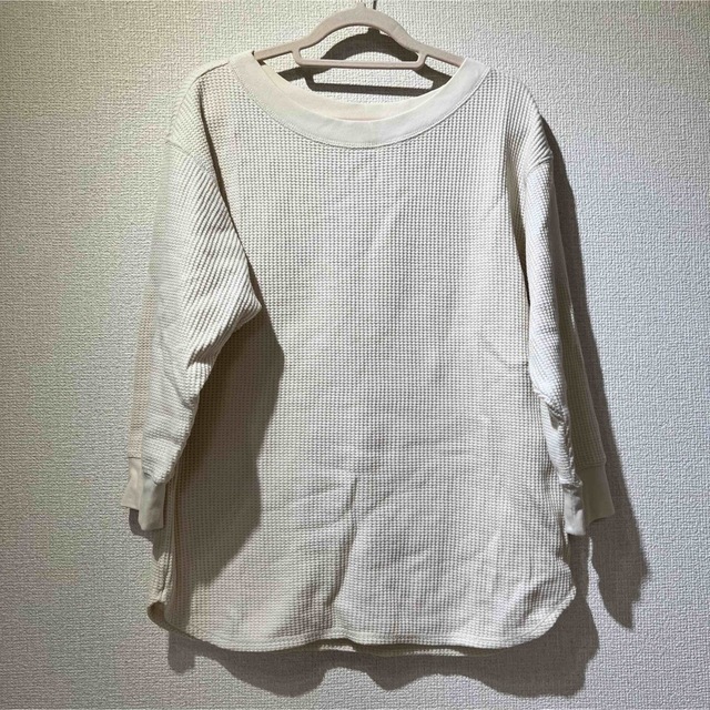 UNIQLO(ユニクロ)のUNIQLO ワッフル7分丈Tシャツ　ホワイト レディースのトップス(Tシャツ(長袖/七分))の商品写真
