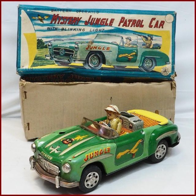 三進【ジャングル パトロール ベンツ フィギュア欠品 】ブリキtin car