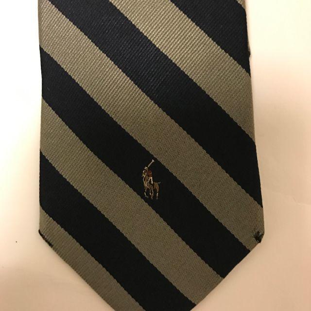 POLO RALPH LAUREN(ポロラルフローレン)のPOLO RALPH LAUREN ネクタイ 黒 銀 ストライプ シルク100% メンズのファッション小物(ネクタイ)の商品写真