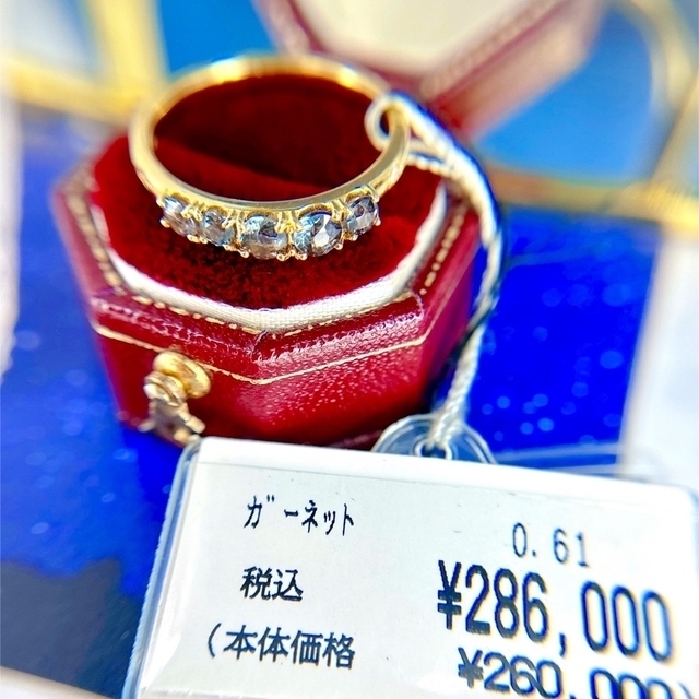 高品質ベキリーブルーガーネットダイヤモンドリング K18 total0.62ct レディースのアクセサリー(リング(指輪))の商品写真