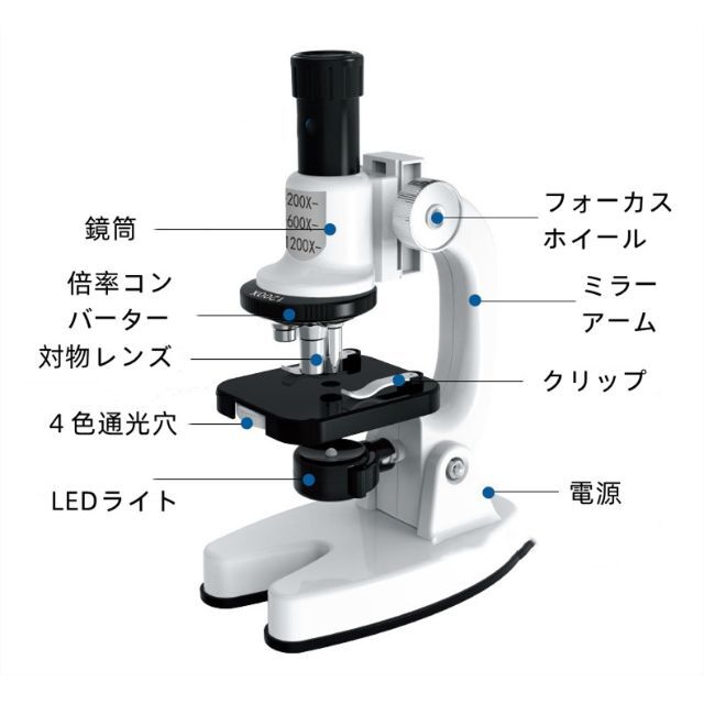 新作最新作】 単眼生物顕微鏡 200X-1200X 小学生自由研究 実験 生物