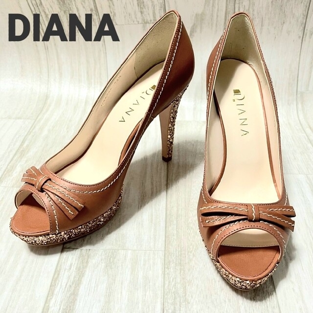 DIANA(ダイアナ)のDIANA 3点 パンプス  ブラウンラメ、白ドット、マスタードオープントゥ レディースの靴/シューズ(ハイヒール/パンプス)の商品写真