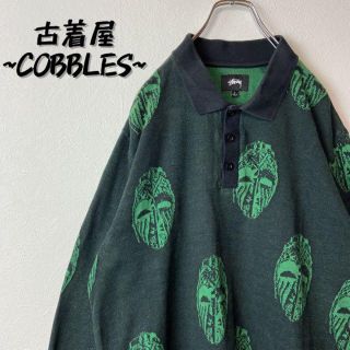 STUSSY - 【人気ブラック】stussy古着ツタンカーメン総柄 ラガーシャツ