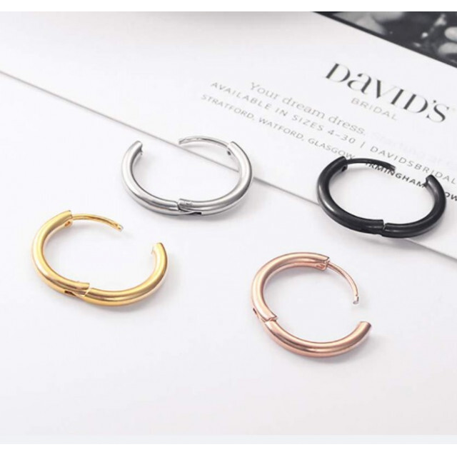 珍しい 10mm フープピアス ブラック ステンレス メンズレディース 2個セット 韓国 10mm フープピアス ブラック ステンレス メンズレディース 2個セット 韓国