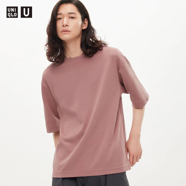 UNIQLO(ユニクロ)のサイズL！Uniqlo U エアリズムコットンオーバーサイズTシャツ（5分袖) メンズのトップス(Tシャツ/カットソー(半袖/袖なし))の商品写真