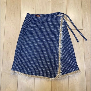 90s vintage fake fur tie skirt(ひざ丈スカート)