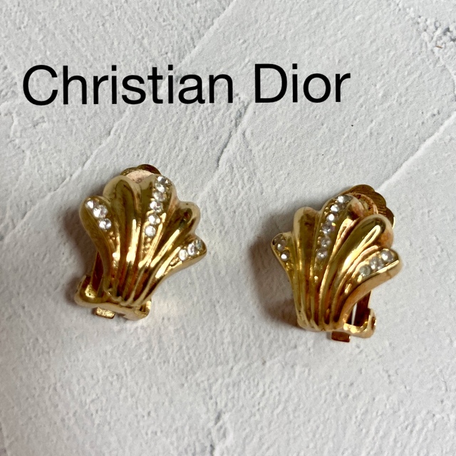 Christian Dior イヤリング ヴィンテージ ゴールド ラインストーン