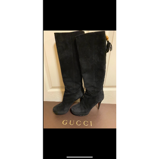 Gucci - GUCCIグッチ黒スエードロングブーツの通販 by アスミー62's