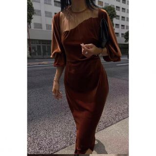 アメリヴィンテージ(Ameri VINTAGE)のAmeriVintage VELOURS CURVE DRESS VINTAGE(ロングワンピース/マキシワンピース)