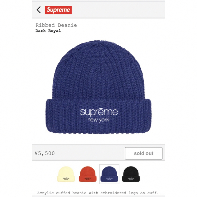 Supreme - supreme 2022FW ribbed beanie シュプリーム ビーニーの通販