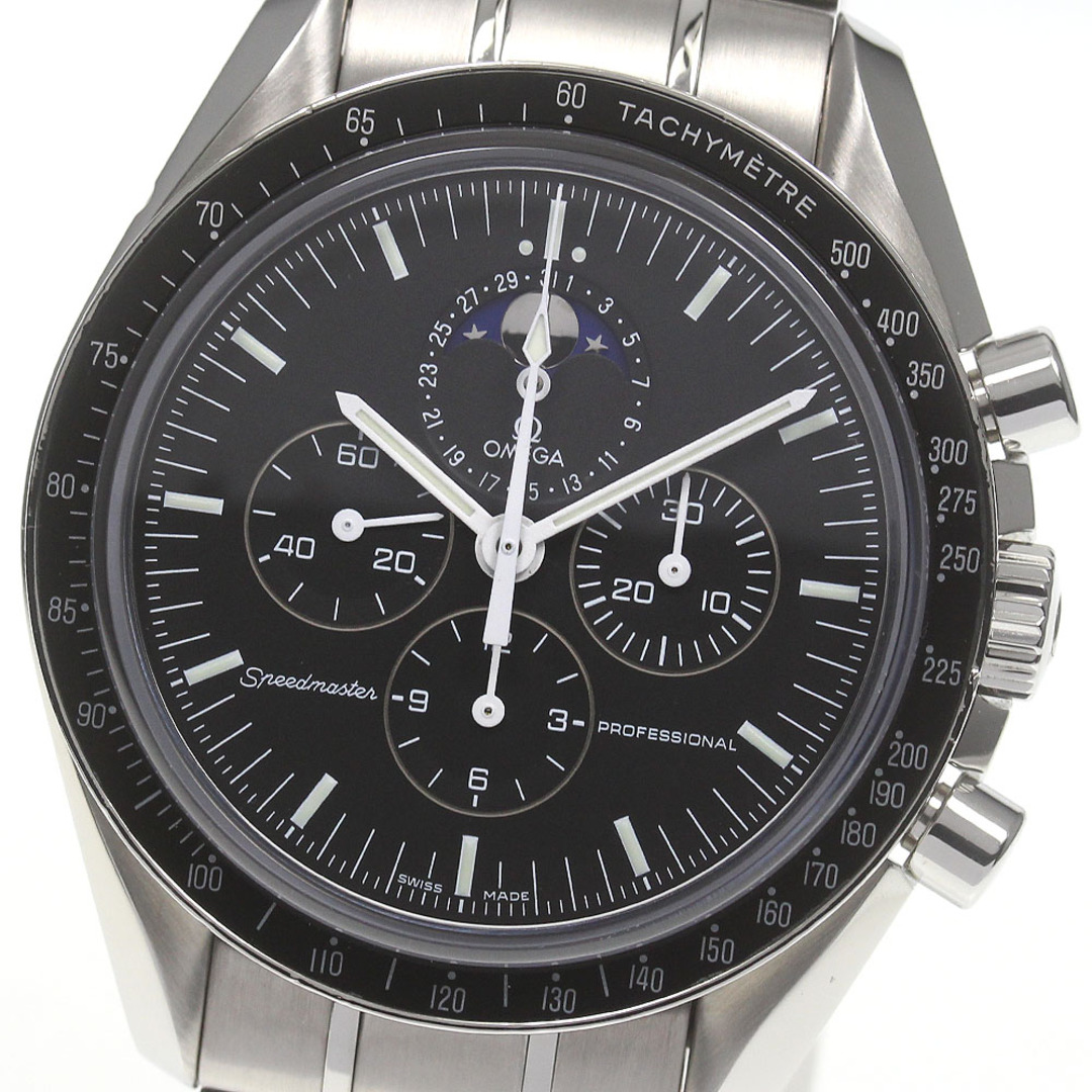 ☆美品 ★保証書付き【OMEGA】オメガ スピードマスター プロフェッショナル クロノグラフ ムーンフェイズ 3576.50 手巻き メンズ_731546