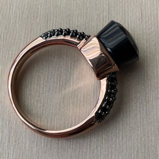 一点のみ 一粒ストーン ブラックパヴェ 高見え リング サファイア