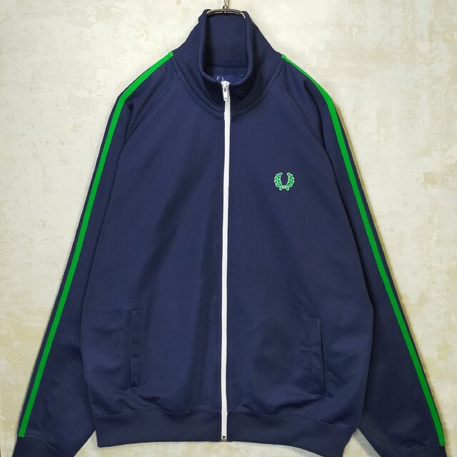 ゆったり】フレッドペリー 2XL トラックジャケット ネイビー 紺 緑 白