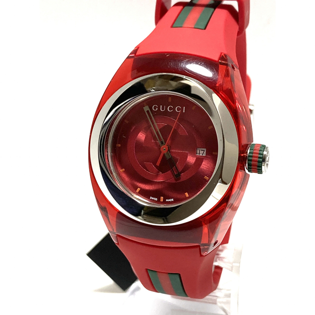 訳あり極美品！ GUCCI グッチ 電池新品交換済み レディース腕時計 レッド 【冬バーゲン☆特別送料無料！】 12740円引き 