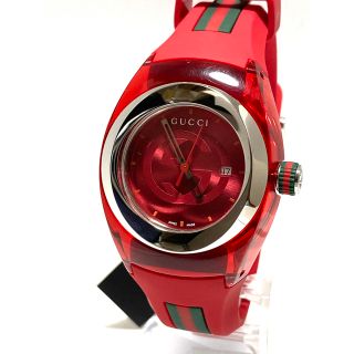 グッチ(Gucci)の訳あり極美品！　GUCCI  グッチ　電池新品交換済み　レディース腕時計　レッド(腕時計)