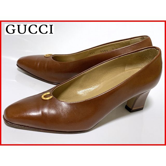 Gucci(グッチ)のGUCCI グッチ 7≒24cm パンプス 茶 レディース D1 レディースの靴/シューズ(ハイヒール/パンプス)の商品写真