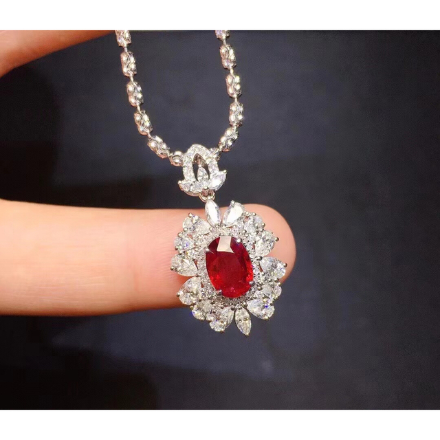 新しいエルメス ⭐天然 ルビー ダイヤ ペンダントトップ k18 1.33ct ...