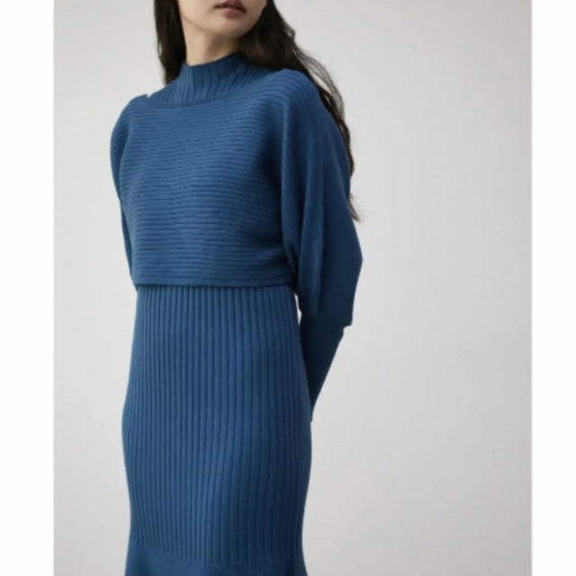 AZUL by moussy(アズールバイマウジー)のレイヤードニットセットマーメイドワンピース レディースのワンピース(ロングワンピース/マキシワンピース)の商品写真