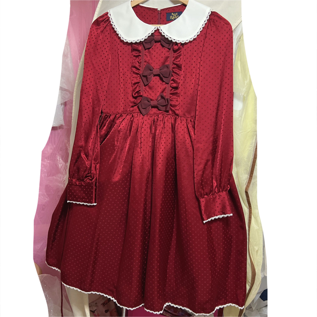 本日お支払い限定値下げ⭐︎タグ付⭐︎トリプルリボンJSK⭐︎ボルドー
