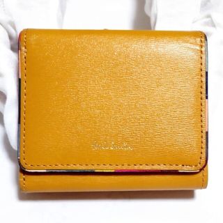 ポールスミス(Paul Smith)のポールスミス スワールトリム 三つ折り カーフスキン がま口 ミニ財布 イエロー(財布)