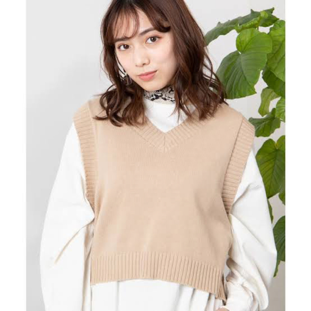 【楽天1位】 wego ベスト ベージュ